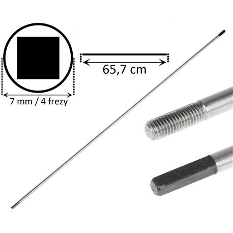 Wałek napędowy oś kosy spalinowej wał 4 frezy KWADRAT 7 mm 65,7 CM