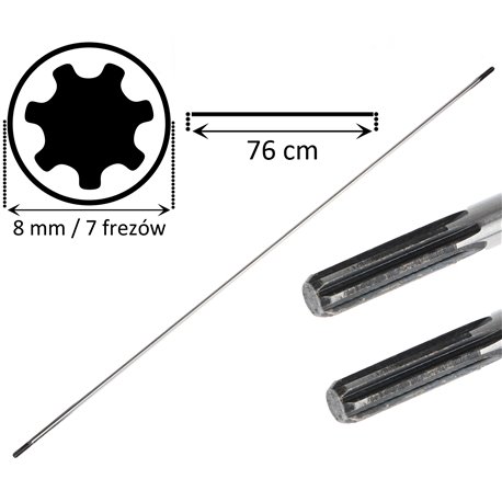 Wałek napędowy oś kosy spalinowej wał 7 frezów 8 mm 76 CM