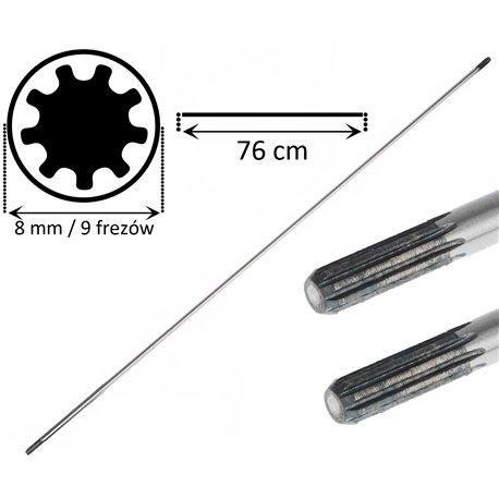 Wałek napędowy oś kosy spalinowej wał 9 frezów 8 mm 76 CM